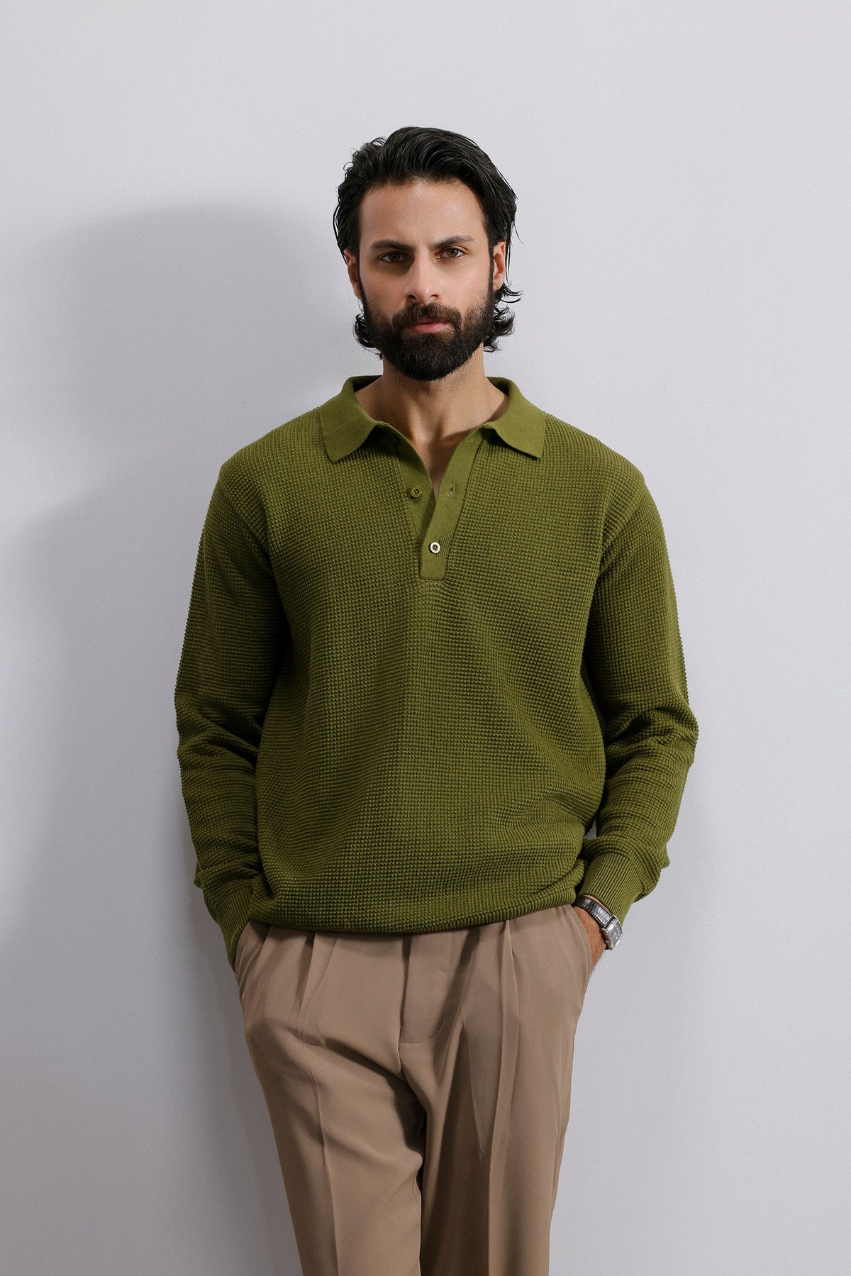 Estate Pearl Knit Polo Sweater