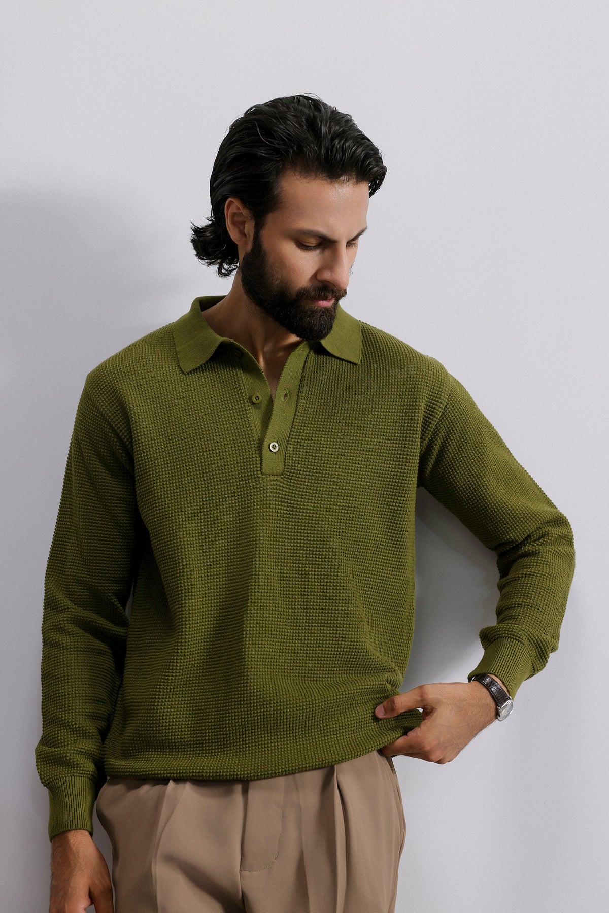 Estate Pearl Knit Polo Sweater