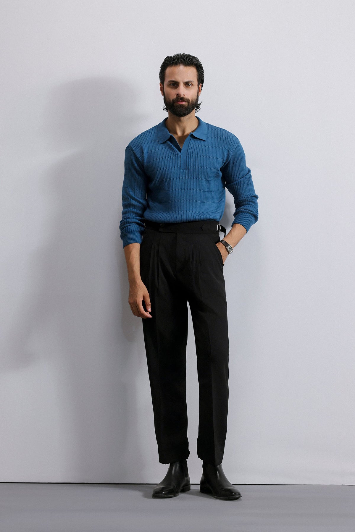Cable Knit Polo Sweater
