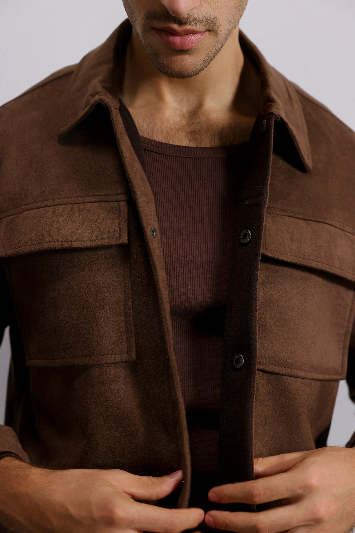 Double Pocket Suede Shacket